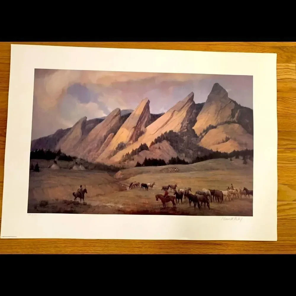 Boulder Flatirons Signed Western Art Print,  Kenneth Riley Ltd Ed 543/1000 24x34